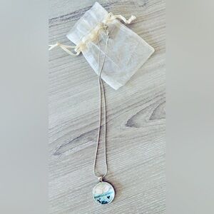 SILVER TONED NECKLACE With Circle Pendant, Adjustable 9”-10”, Believe & Achieve!